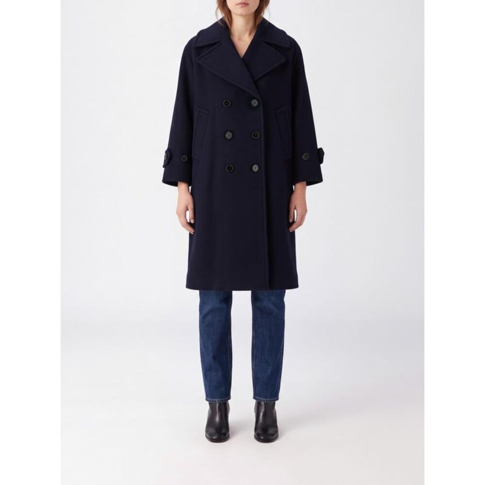 Chloe Women Knee-Length Double-Breasted Virgin Wool Coat Chloe With Relaxed Fit